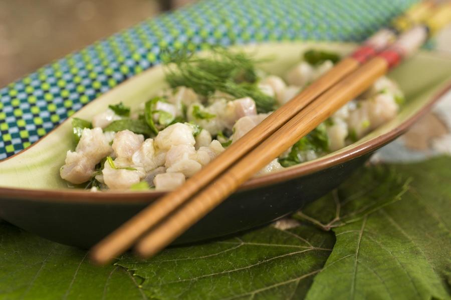 Ceviche de Prego com Shiso e Gengibre