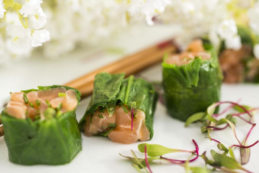 Tartar de Salmão com Espinafre