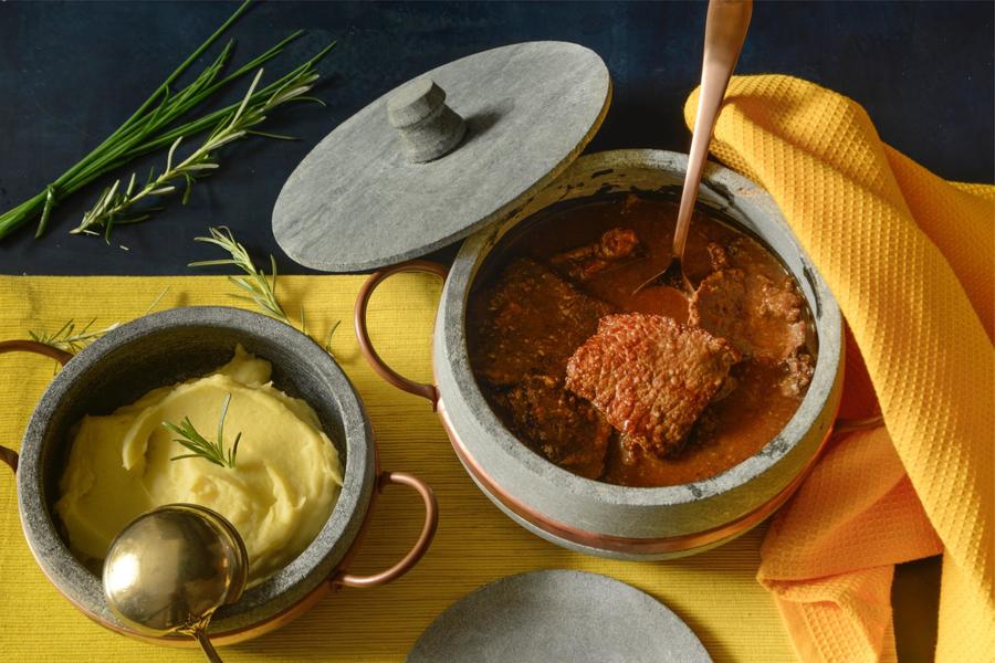 Carne de Panela com Purê de Batata-Doce