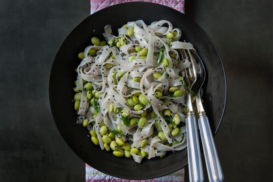 Macarrão de Arroz com Cebolinha e Soja