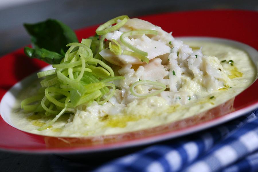 Risoto de Bacalhau ao Molho de Alho-Poró e Azeite