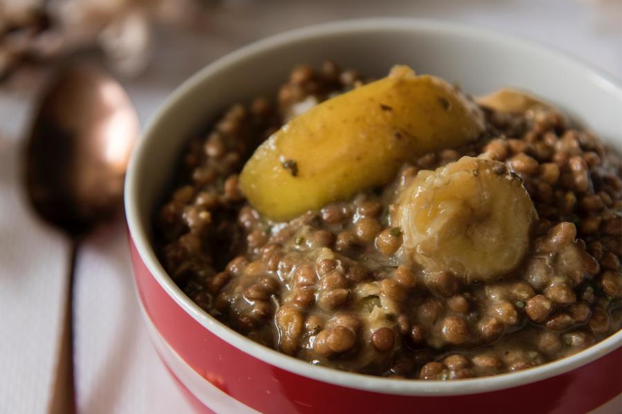 Lentilha Vermelha com Banana e Maçã