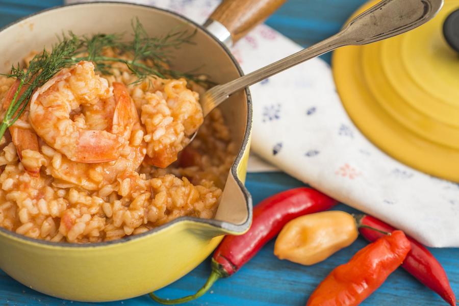  Risoto de Tomate com Camarão Picante