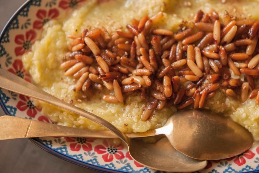 Babaganuche de Abobrinha, Pinoli e Zaatar