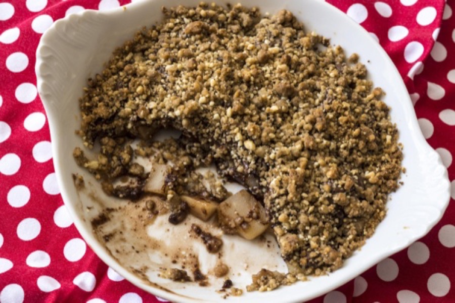 Crumble de Pera com Nutella