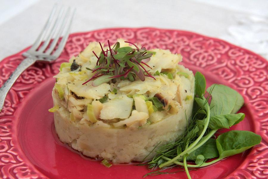 Bacalhau com Alho-Poró e Batata-Doce