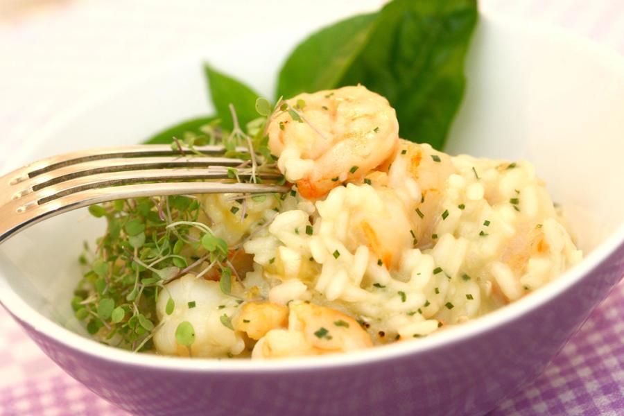 Risoto de Camarões e Queijo Brie