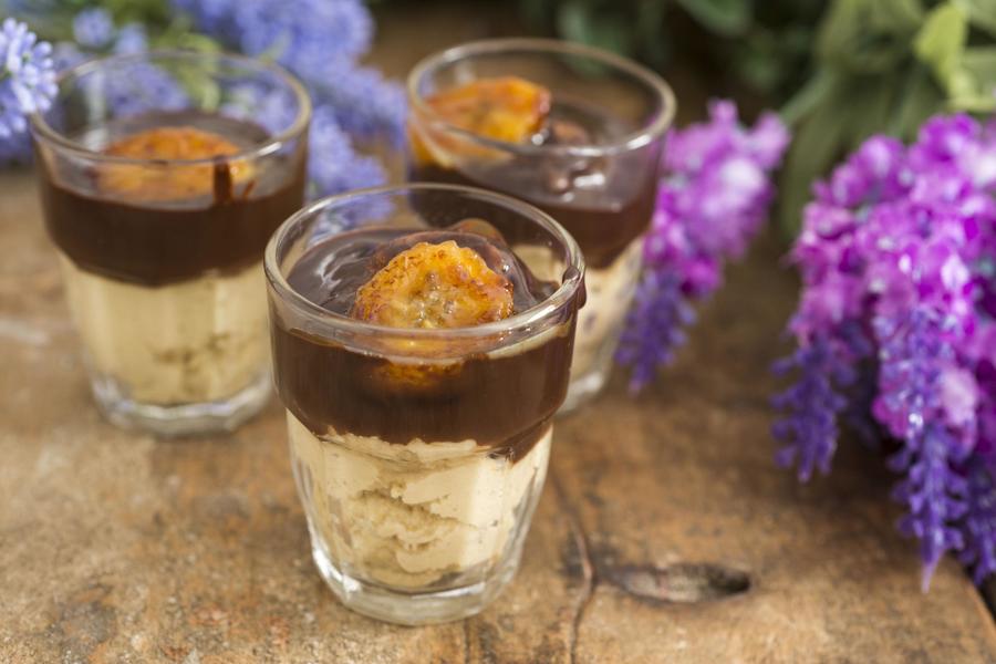 Verrine de Banana, Baileys e Chocolate