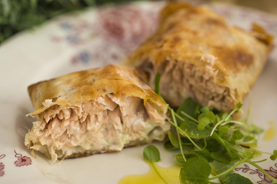 Strudel de Salmão com Alho-Poró