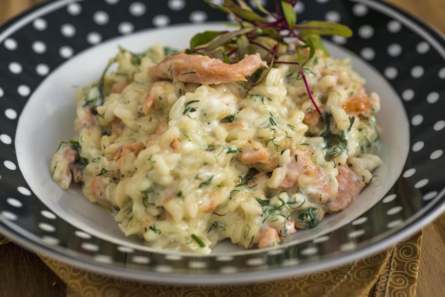 Risoto de Salmão Defumado com Mascarpone