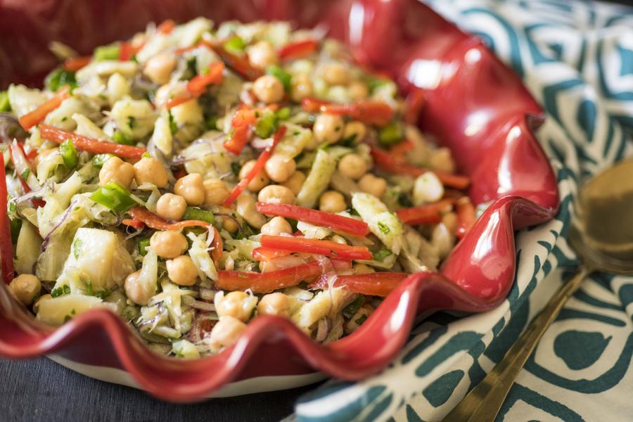 Salada de Grão-de-Bico com Bacalhau