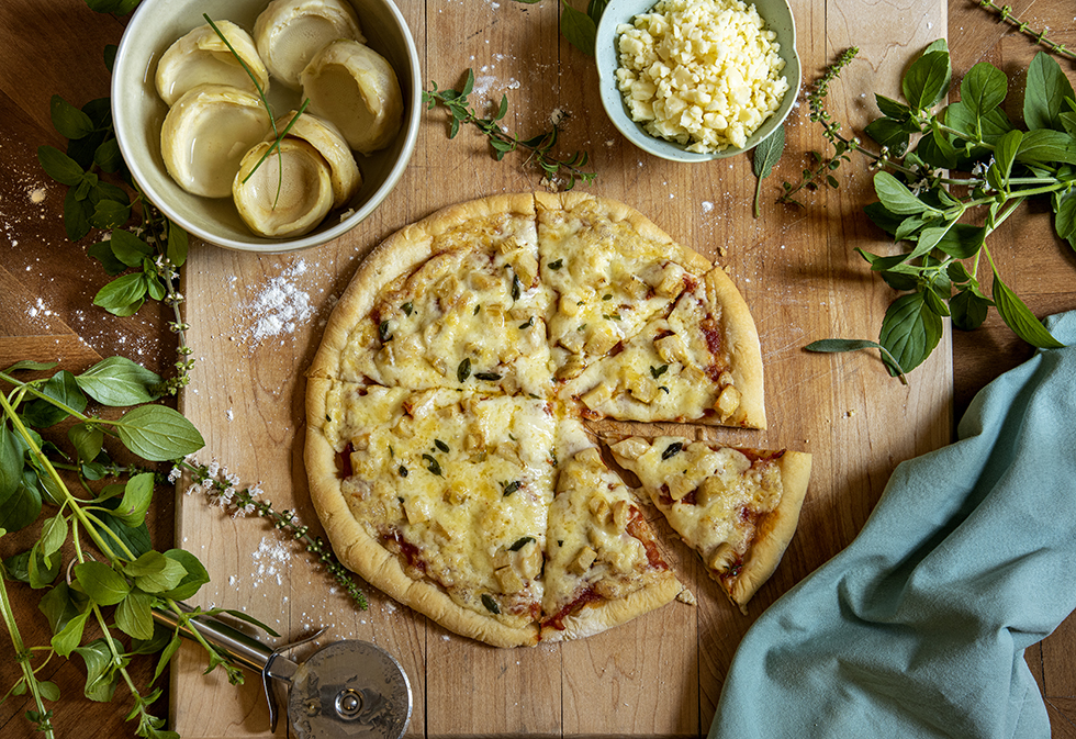 Pizza de Massa Rápida de Alcachofra