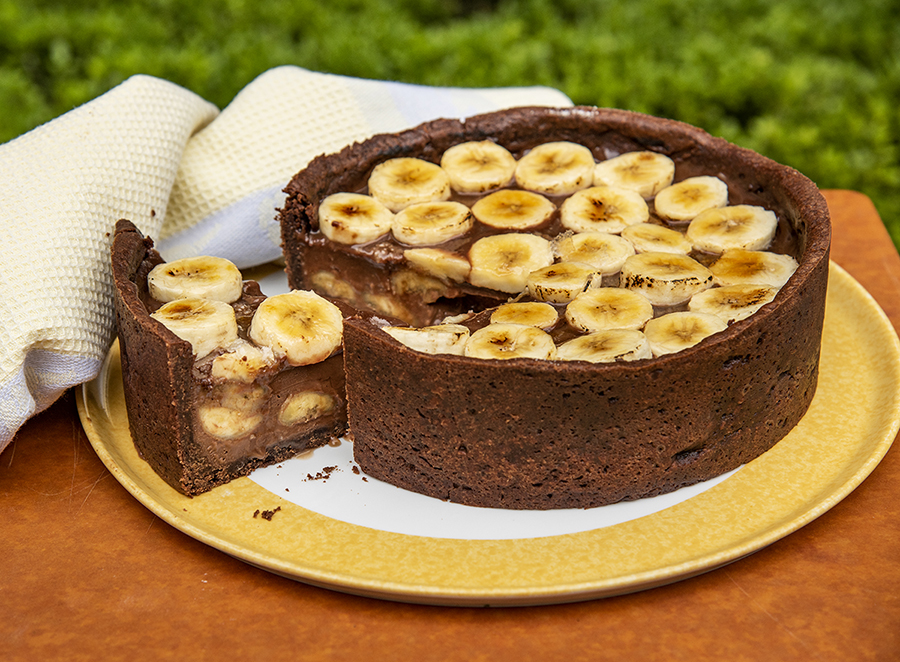 Torta de Chocolate com Banana Caramelizada