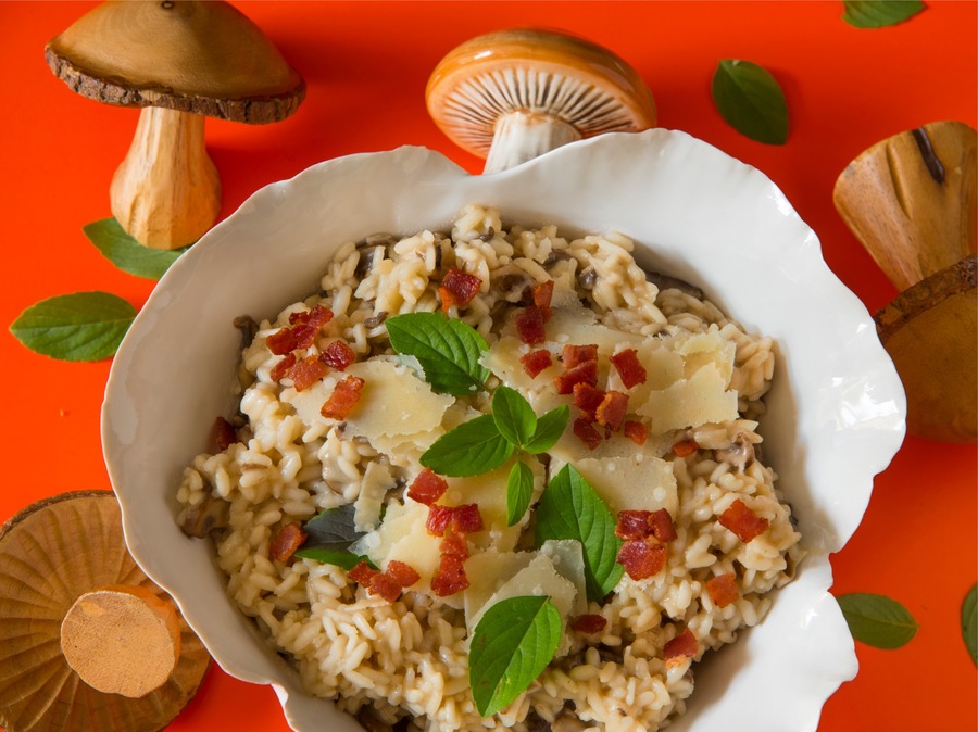 Risoto de Cogumelo Portobello com Lascas de Parmesão