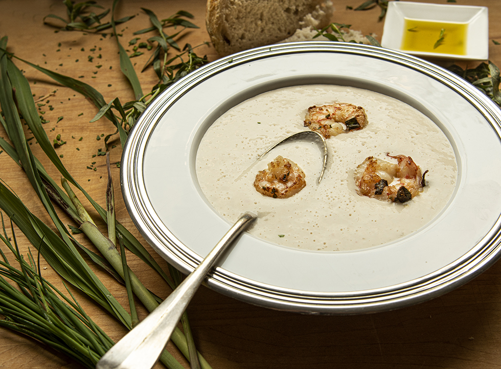 Sopa Thai de Palmito e Camarão