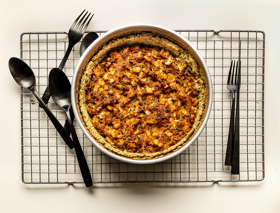 Torta de Palmito com Massa de Grão-de-Bico