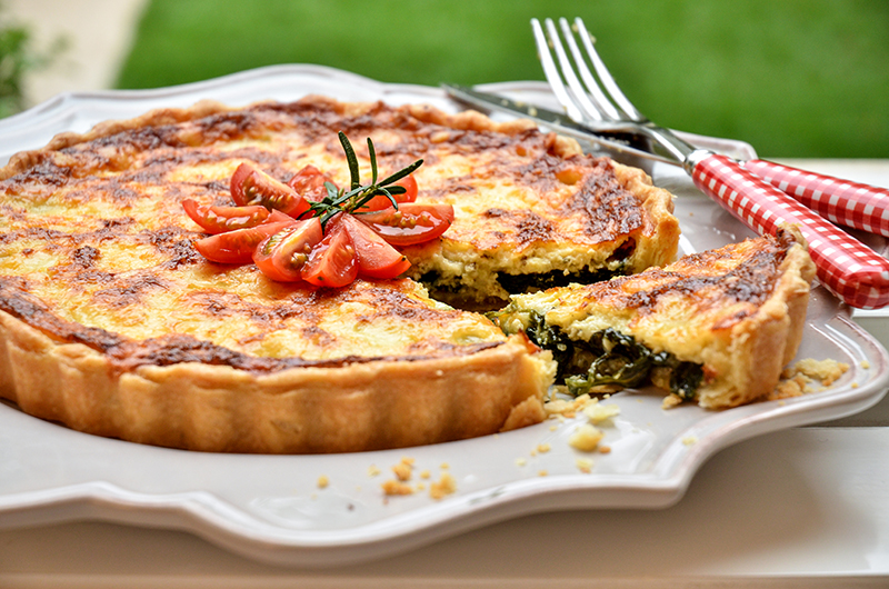 Quiche de Espinafre com Queijo Brie