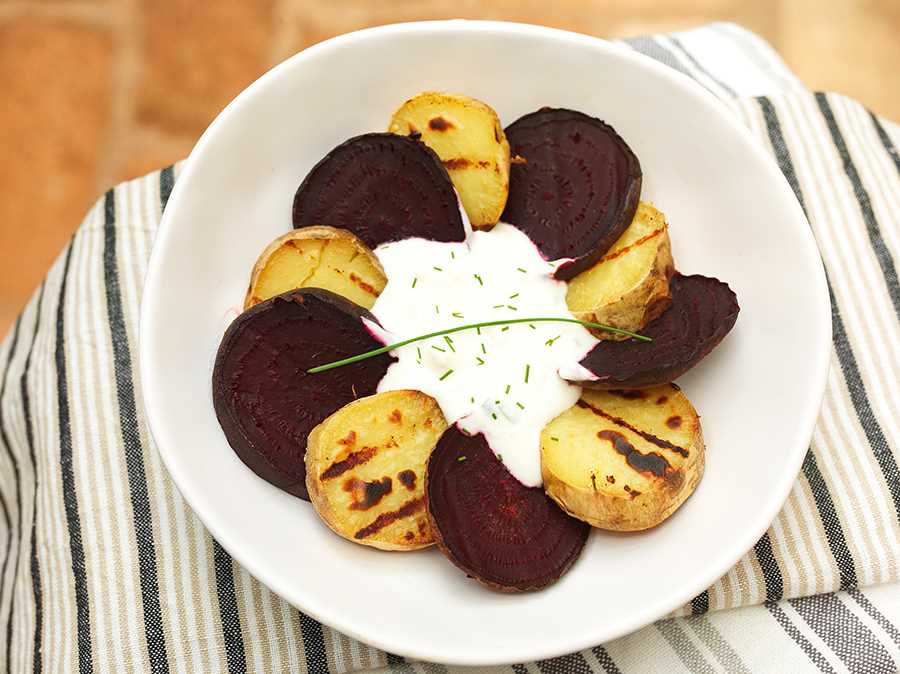 Batata-Doce e Beterraba com Molho de Cream Cheese