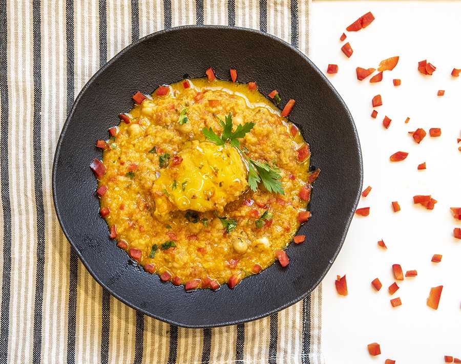 Moqueca de Bacalhau com Grão-de-Bico