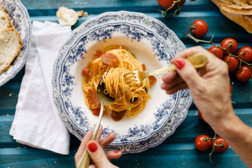 Espaguete à Arrabbiata com Linguiça Picante