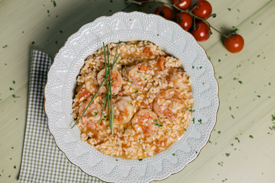 Risoto de Camarão com Tomate e Limão-Siciliano