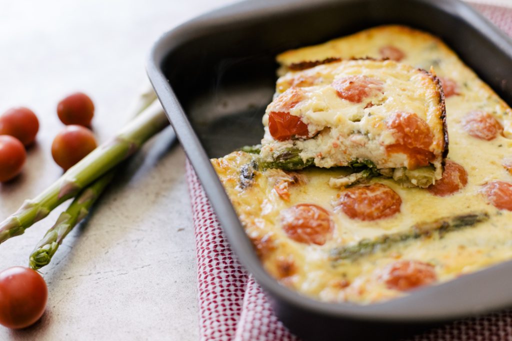 Clafoutis de Aspargo, Tomate-Cereja e Queijo