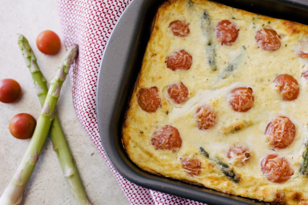 Clafoutis de Aspargo, Tomate-Cereja e Queijo