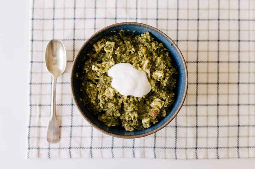 Tofu em Creme de Espinafre