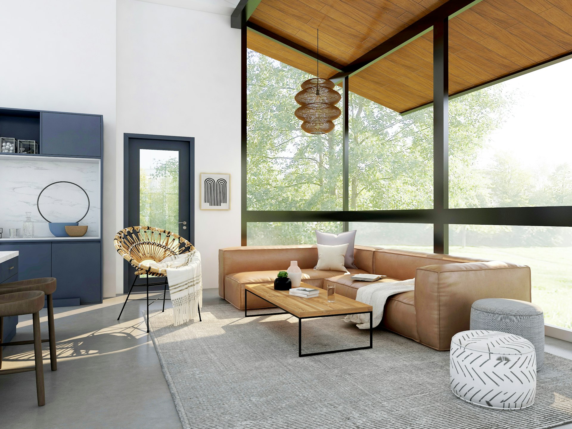 Warm, cozy home interior in the evening