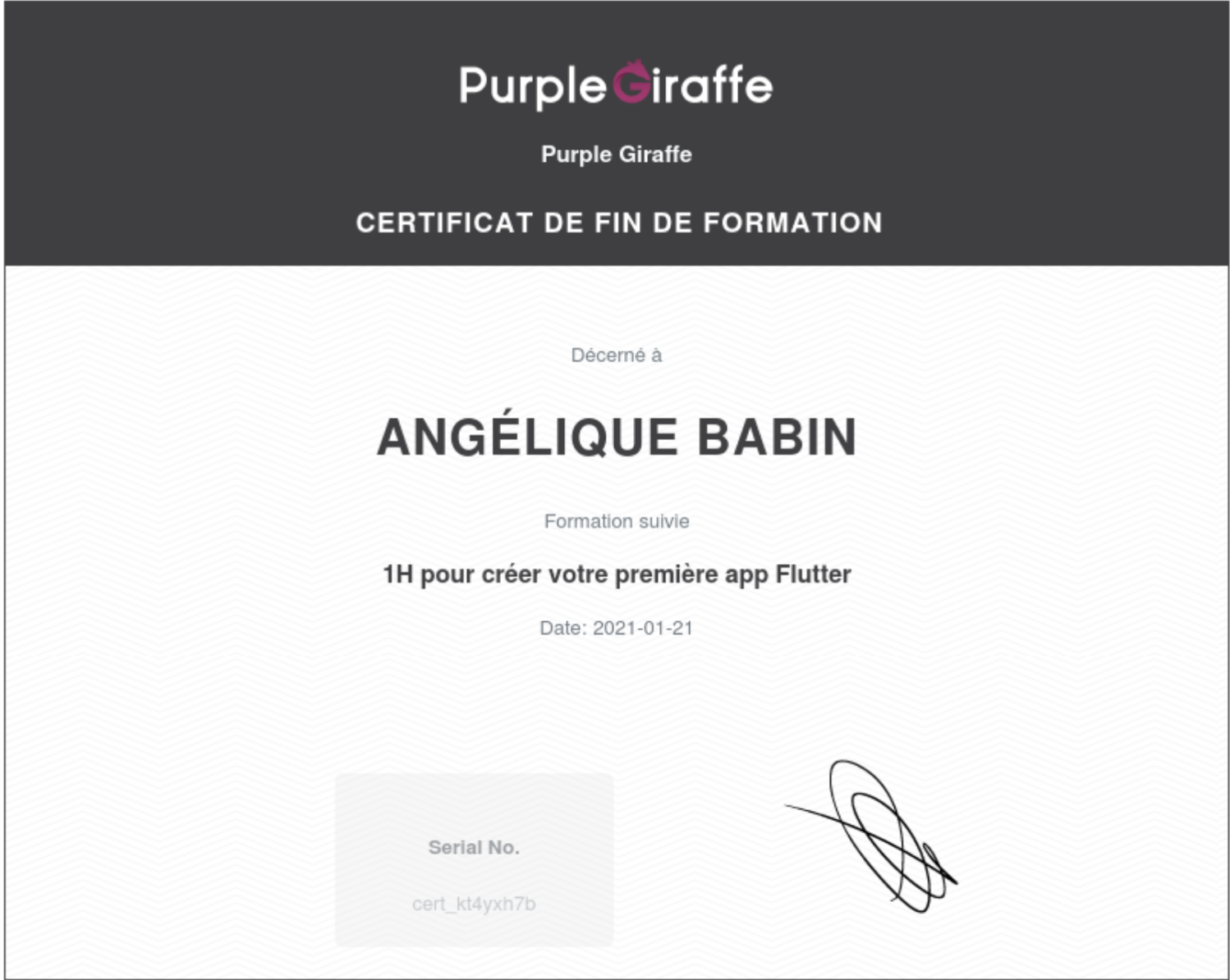 Certificat_PurpleGiraffe