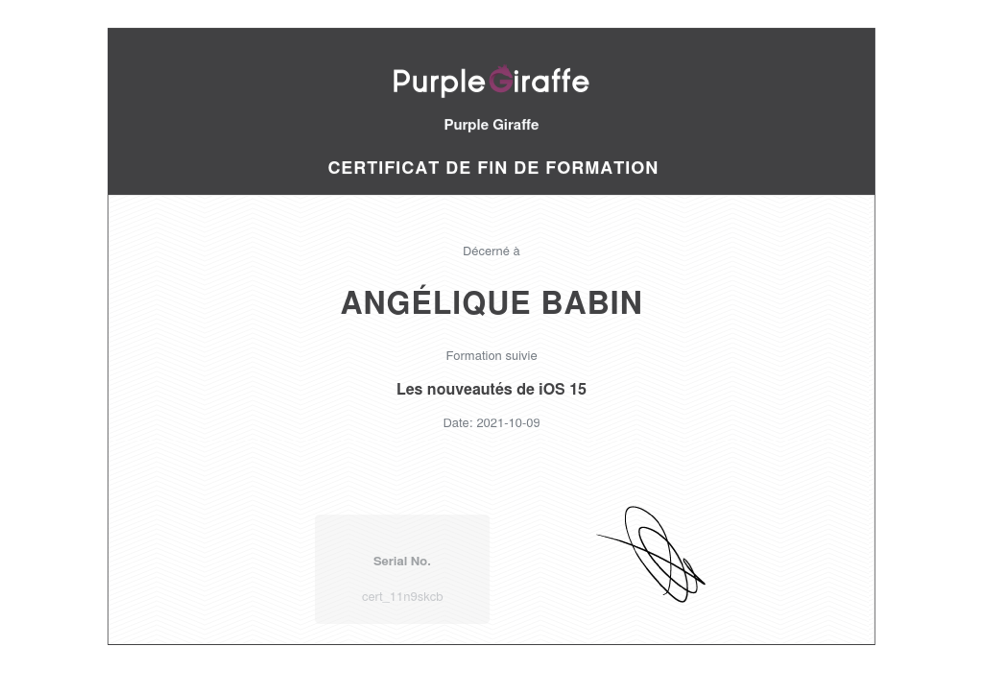 Certificat_PurpleGiraffe