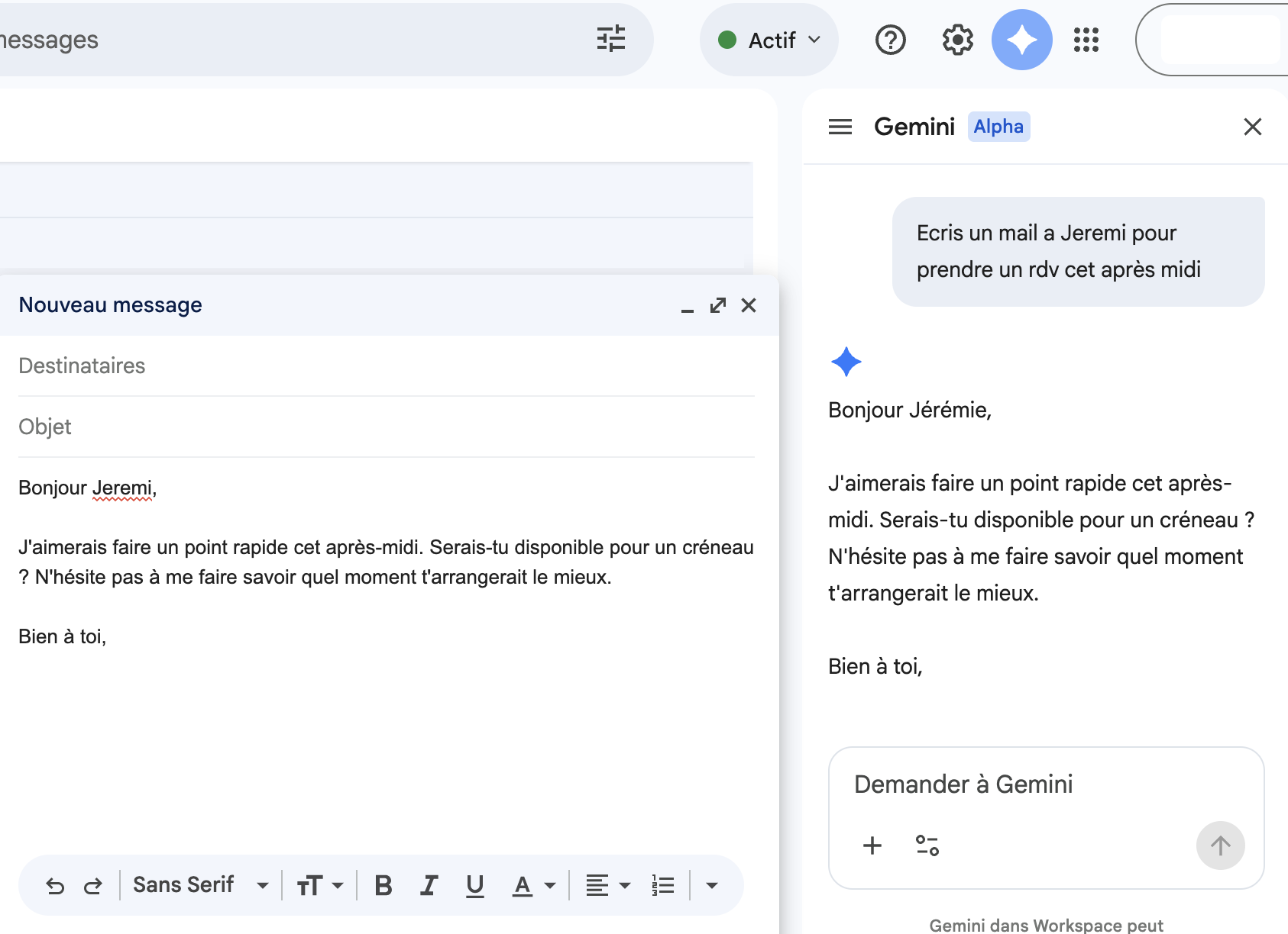 Intégration optimisée de Gemini avec les applications Google Workspace