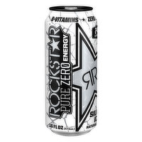 Rockstar Energy Drink, Silver Iced, Pure Zero - 16 Ounce 