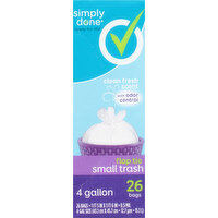 Simply Done Trash Bag, Flap Tie, Small, Clean Fresh Scent, 4 Gallon - 26 Each 