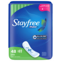 Stayfree Pads, Maxi, Super, Jumbo Pack - 48 Each 