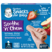 Gerber Teething Sticks, Strawberry Apple, Soothe 'n' Chew, Sitter (6+ Months)