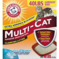 Arm & Hammer Clumping Litter, with Clean Burst, Multi-Cat, Largest Size - 40 Pound 