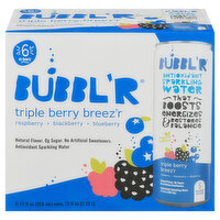 Bubbl'r Sparkling Water, Antioxidant, Triple Berry Breez'r