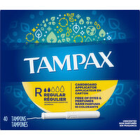 Tampax Tampons, Cardboard Applicator, Regular Absorbency, Unscented - 40 Each 