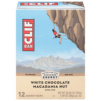 CLIF CLIF BAR - White Chocolate Macadamia Nut Flavor - Made with Organic Oats - Non-GMO - Plant Based - Energy Bars - 2.4 oz. (12 Pack)