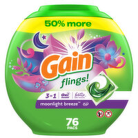 Gain flings Laundry Detergent Pacs, 76 Count, Moonlight Breeze Scent - 76 Each 