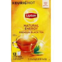 Lipton Black Tea, Premium, Natural Energy, K-Cup Pods - 12 Each