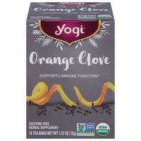 Yogi Herbal Supplement, Caffeine Free, Orange Clove, Tea Bags
