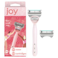 joy pink razor for women 1 handle + 2 blade refills - 1 Each 