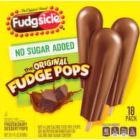 Fudgsicle Frozen Dairy Dessert Pops, No Sugar Added, The Original Fudge Pops, 18 Pack - 18 Each 