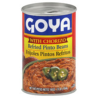 Goya Pinto Beans, Refried, with Chorizo - 16 Ounce 