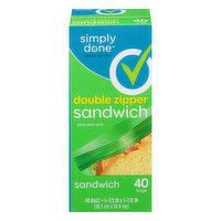 Simply Done Sandwich Bags, Double Zipper - 40 Each 