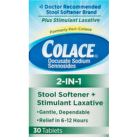 Colace Stool Softener + Stimulant Laxative, 2-in-1, Tablets