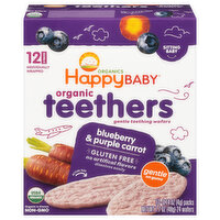Happy Baby Teethers, Blueberry & Purple Carrot, Sitting Baby, 2 Pack