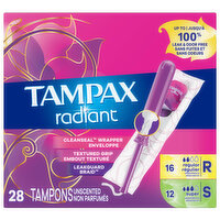 Tampax Tampons, Regular/Super Absorbency, Unscented - 28 Each 